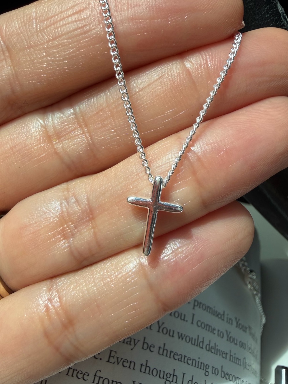 Sterling Silver Delicate Cross Pendant Necklace - Silver